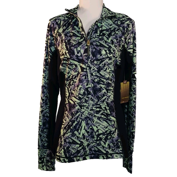 NWT Tek Gear Dry Tek 1/4 Zip Long Sleeve Shirt Top Women's Medium Navy Green - Picture 1 of 6